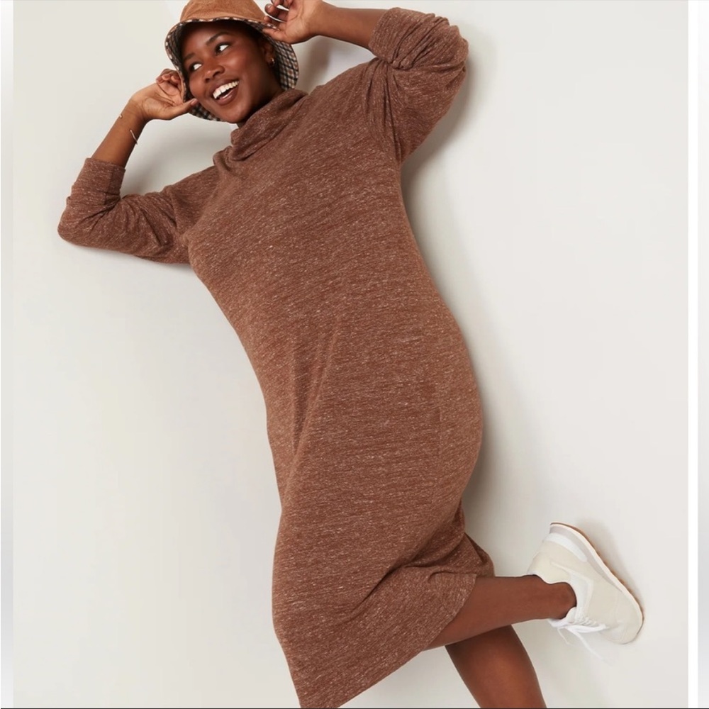 NWT! Brown Turtleneck Midi Sweater Shift Dress